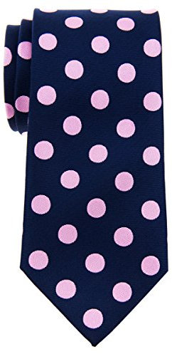 Retreez Cravate vintage en microfibre tissée à pois pour homme 8 cm, Bleu marine à pois roses., taille unique