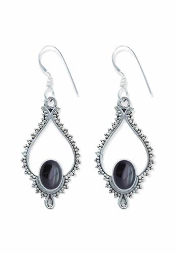 925 Silber Ohrhänger Damen | echtes Silber, verschiedene echte Steine zur Auswahl, handarbeit aus Indien, im Geschenkbeutel