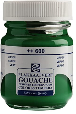 Talens Témpera Calidad Extrafina - Frasco de 50 ml - Verde 600 - Pintura de acabado mate altamente pigmentada para artistas y diseñadores