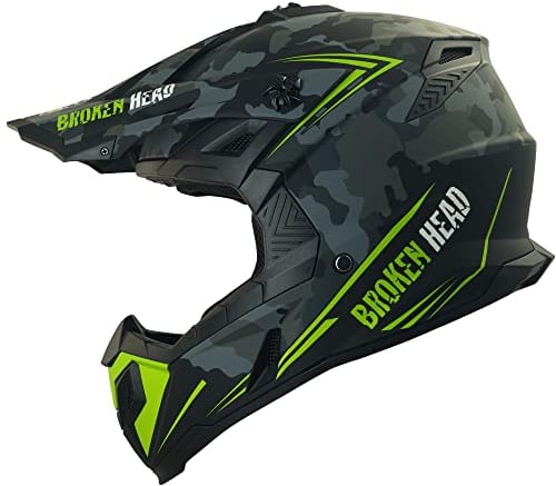 Broken Head Squadron Rebelution Motocross-Helm - Leichter Cross- & Enduro-Helm - Motorradhelm, Camouflage Grau - Größe L (59-60 cm)