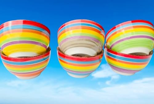 Riyashop Servizio da tavola combinato in porcellana, 6er set ciotole 14 cm