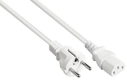 Good Connections Netzkabel - 1,8 m - Schutzkontakt-Stecker Typ E+F (CEE 7/7, gerade) an C13 Kaltgerätebuchse (gerade) - KUPFERLEITER CU - 0,75 mm² - KALTGERÄTE-Anschlusskabel - WEISS