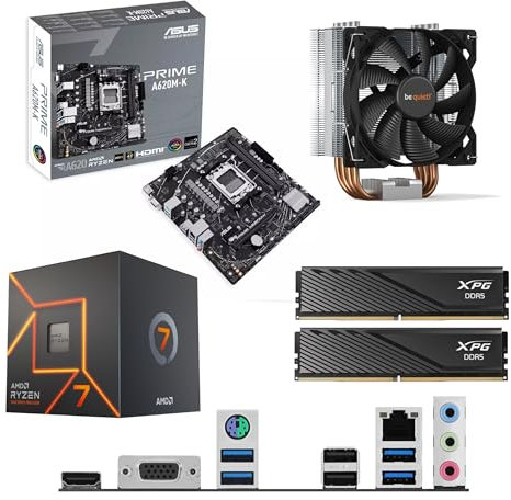 Ryzen 7 9700X 3.8Ghz (Turbo 5.5Ghz) 8 Core 16 Thread CPU, PRIME A620M-K Motherboard, BeQuiet Cooler & 32GB 5600Mhz DDR5 RAM Pre-Built Bundle