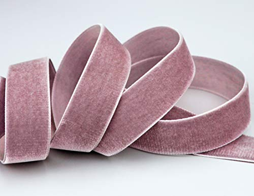 Samtband Altrosa Rosa-Grau (263 colonial rose) 1 m x 16 mm METERWARE Dekoband Velour einseitig Samt festkantig zum nähen dekorieren