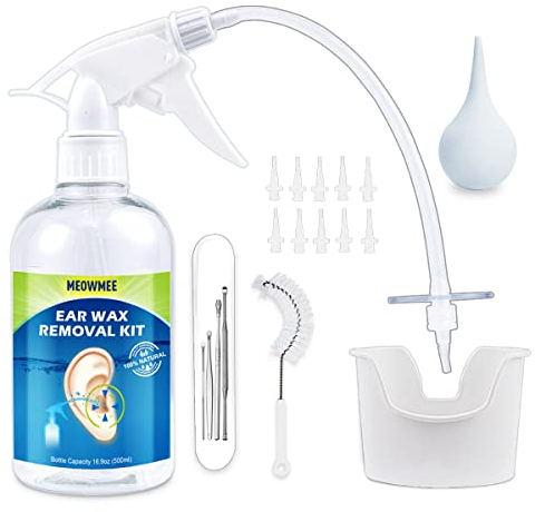 Rimozione cerume, MEOWMEE Kit di rimozione Cerume Detergente per le Orecchie Kit Rondella pompa pulizia cerume Sistema Di Irrigazione Per Orecchie Per Adults E Bambini per Adulti e Bambini