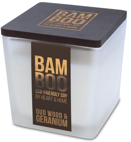 History & Heraldry Duftkerze im Glas, klein, Duft Oudwood und Geranie, Bambus