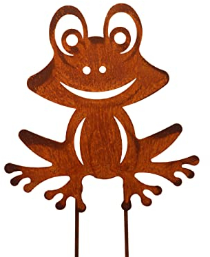Bornhöft Gartenstecker Frosch Beetstecker Topfstecker Metall Rost Gartendeko Edelrost rostige Dekoration 20cm