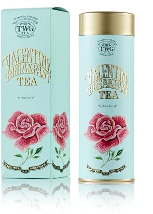 TWG Tea | Valentine Breakfast Tea | Tè Nero | Perle e Bacche di Zucchero | Latta Haute Couture, 100G | Set Regalo