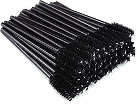 MSQ 50 Stück schwarz Wimpernbürsten Einweg Farbe, Kosmetik Pinsel für Wimpern und Augenbrauen, Mascara Zauberstäbe für beauty-salon und Hausgebrauch (schwarz)