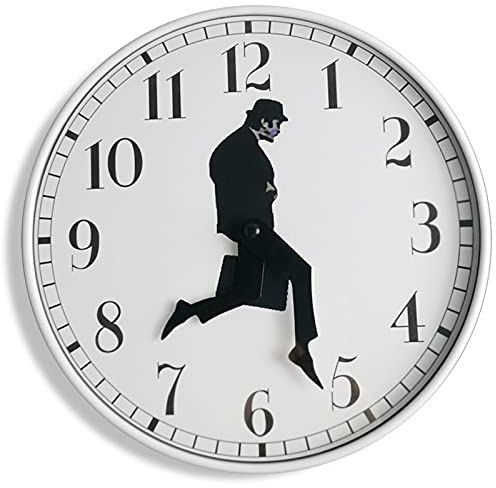 ANKRIN Ministry of Silly Walks Uhr, Silly Walk Wanduhr, eine originelle Wanduhr für Wohnzimmerdeko, Schlafzimmer, Küche, ausgefallene Wohndeko und Geschenkidee (Weiß)