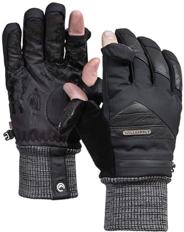 Vallerret Markhof Pro V3 Photography Glove, Black, FlipTech Finger Caps with Magnets, Non-Slip Grip, Merino Wool Lining, Pocket & Tripod Key (Black, XL)