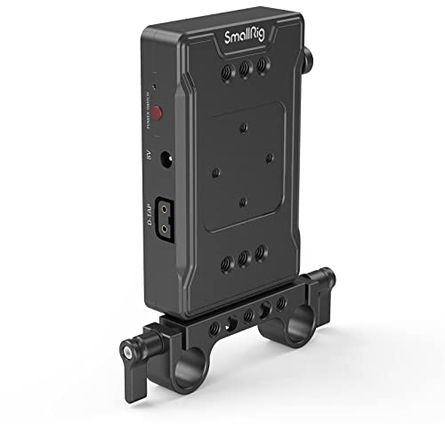 SMALLRIG V Mount Battery Plate Adapter with Dual 15mm Rod Clamp, Dual 14.8V D-Tap & 8V/12V DC Output Ports, for Mirrorless/DSLR Camera, for Sony/Nikon/Canon/Panasonic/Fujifilm/RED Komodo - 3498
