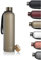 LARS NYSØM Trinkflasche 1l | Wasserflasche 1000ml | Ultraleichte Tritan Sport Flasche auslaufsicher, Kohlensäure geeignet - für Sport, Büro, Yoga | 2 Deckel inkludiert (Brown - Gold, 1000ml)