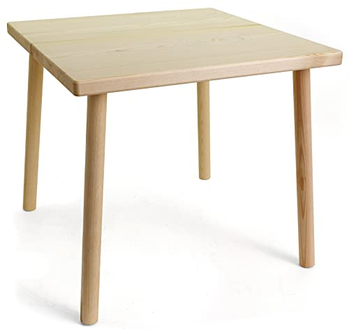 HolzFee Kindertisch Beistelltisch Massiver Tisch Platte 3 cm stark Holz Auswahl (Kiefer naturbelassen)