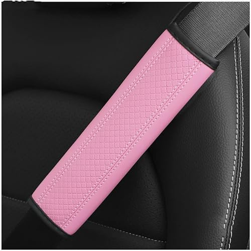 Gurtpolster Auto,2 Stück Auto Gurtschutz Sicherheitsgurt Schulterpolster PU Leder Auto Gurtpolster Abnehmbar Gürtelkissen Schutzkissen für mehr Komfort auf der Reise für Kinder Erwachsene,Rosa