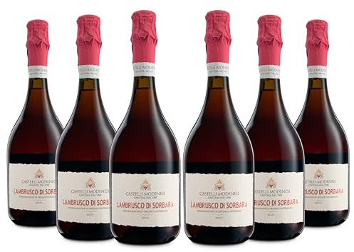 Cantina Castelli Modenesi Lambrusco Di Sorbara Doc, Gusto Fresco, Frizzante Con Retrogusto Di Frutti Rossi, Profumo Fruttato E Intenso, 11 Per Cento Volume, Rosso, 6 Bottiglie Da 750 ml
