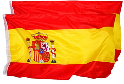 EUROXANTY Bandera de España | Bandera para balcón | Pack de banderas de España | Bandera para exterior | Bandera para mundial de Fútbol |