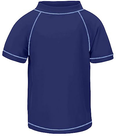 TIZAX Boys' Rash Vest Kids UPF50+ Sun Protection Short Sleeve Swimming Tops Quick Dry Rash Guard Navyblue 11-12 Years