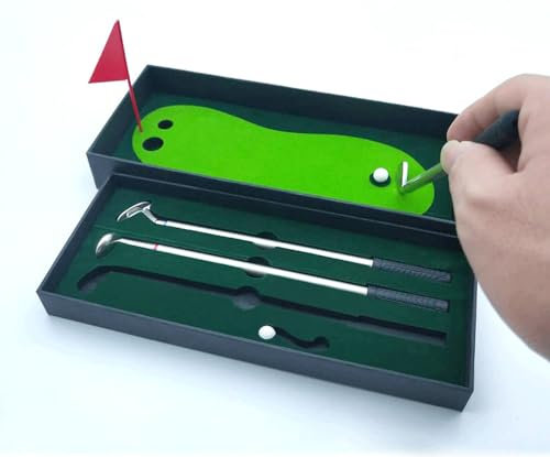 JUNTAO Mini Golf Club Putter Ballpoint Pen Golfers Gift Box Set Desktop Decor for School Supplies Golf accessories (C)