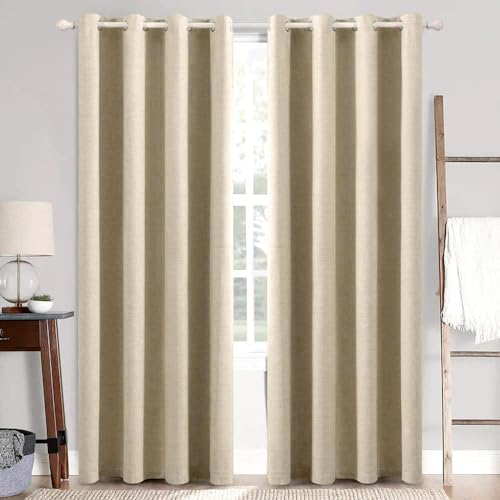 MIULEE Verdunklungsvorhänge mit ösen Gardinen Leinenoptik 2er Set 225 x 140 cm Taupe Vorhang Blickdicht mit Ösen Thermovorhang Kälteschutz Vorhänge Wohnzimmer Schlafzimmer Wärmeisolierend
