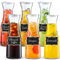 Lot de 6 carafes en verre avec couvercle, carafe de service de 1 litre, carafe en verre transparent pour bar à mimosa, brunch, eau froide, jus, lait, thé glacé, limonade