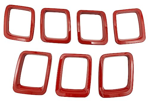 Toworldit - Set di 7 accessori esterni in ABS, per paraurti anteriore dell'auto, griglia centrale, decorazione per telaio compatibile con Jeep Compass 2017-2020 (rosso)
