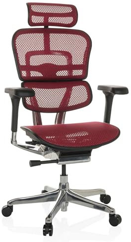 hjh OFFICE Bürostuhl ergonomisch ERGOHUMAN GEN2 Originales Design, 24h Einsatz Bürosessel mit Flexibler Lordosenstütze, Netz Rot
