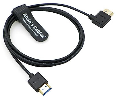 Alvin's Cables 8K 2.1 HDMI Cable High Speed for Atomos Ninja V Monitor Straight to Left Angle HDMI Cord for Z CAM E2, Sony FS5| FS7| A7S3 Cameras 4.9ft|1.5M
