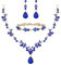 Clearine Hochzeit Schmuckset für Damen Braut Y Halskette Tennis Armband und Ohrringe baumeln Set Kristall Teardrop Marquise Cluster Schmuck für Brautjungfer Blau Gold Ton