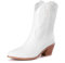Donne Western Stivali da cowboy with Embroidered Moda Retrò Classico Basic Mid Calf Wide Calf Stivali Cowgirl per donne Ragazze Le signore Bianco Numero 32