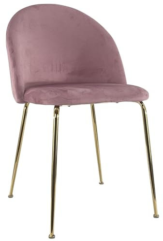 Marvin Sedia in Velluto e Oro Oslo da Sala Pranzo Con Gambe Metallo Dorate Seduta Imbottita Sedie Poltroncine Di Design Per Salotto Soggiorno Moderne (Rosa, 1)