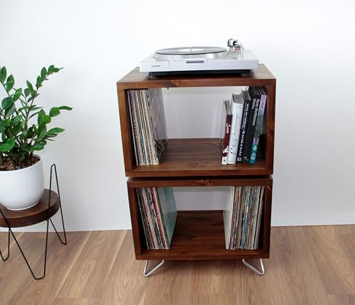 Record Player Stand, Vinyl LP Record Storage, Hifi Rack, Turntable Unit, Vinyl Storage Furniture (Walnut)