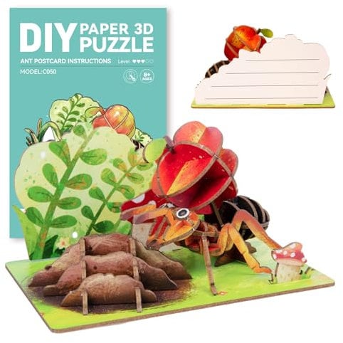 Sadodo 3D Wooden Puzzle DIY Kit, Ant & Apple Crafts Jigsaw Toys Kit,Children's Day Gifts for Girls Boys,3D Educational Creative DIY Toys,Gifts for Kids