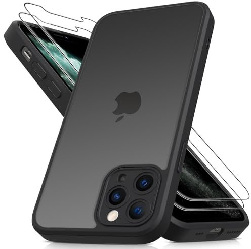 Mootobo für iPhone 11 Pro Hülle mit Kameraobjektiv, 10FT Military Grade Drop Protection Handyhülle mit Anti-Fingerprint Matte Back 5.8 Zoll - Black