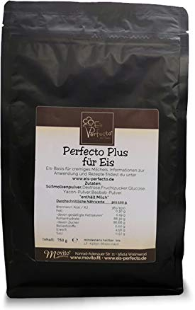 Eispulver für Eismaschine & Ninja Creami – Perfekte Eisbasis bei Nüssen & Schokolade │ Wird nicht steinhart │ Ohne Zusatzstoffe │ 750 g für bis zu 8 L Eis │ Perfecto Plus von Eis Perfecto