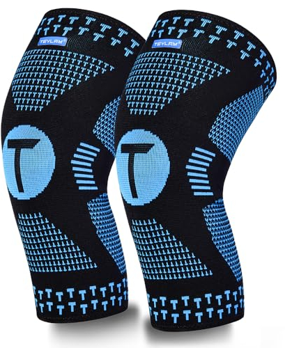 Teylam Rodillera para hombres/mujeres, juego de 2 rodilleras médicas para desgarro de menisco, artritis, ACL, vendaje de compresión para voleibol, yoga, correr, pierna derecha e izquierda
