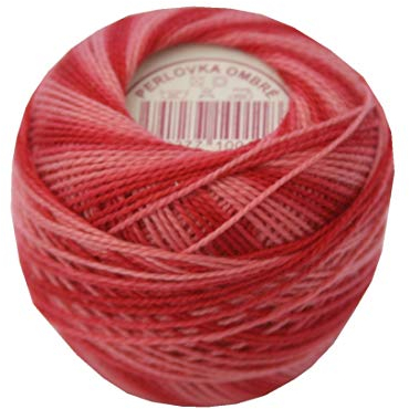 PERLOVKA Kreuzstichgarn Baumwolle Perlgarn 85m dunkelrot ombre (3438)