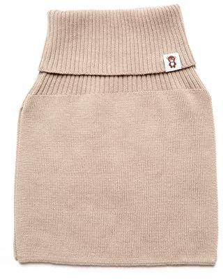 KNITAS Sciarpa in cotone per bambini, super morbida e calda, lavorata a maglia, per proteggere il collo dal freddo e dal vento, sciarpa a scivolo di colore beige – ragazze ragazzi 3-10 anni