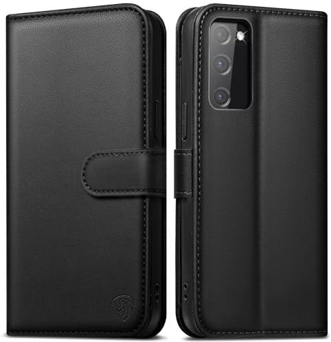 Handyhülle für Samsung Galaxy S20 FE hülle [Mit 1 Stück Panzer Schutz Glas][Kartenfächer][RFID Blocker][Standfunktion]Klapphülle Premium Lederhülle für Samsung S20 FE Stoßfeste Schutzhülle,Schwarz