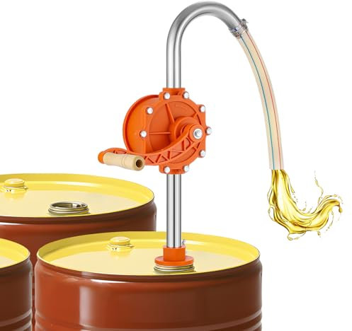 Poafamx 15-55 Gallon Drum Pump, 13 GPM High Flow Corrosion-Resistant Chemical Barrel Pump, Stainless Steel Manual Rotary Pump for Rapid Transfer of Water, Cleaners, DEF, Gasoline Diesel Fuel, and More
