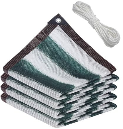 Voile Ombrage Rectangulaire 5x6m 90% Filet Anti Chaleur - Protection UV - Toile Pergola - Toile Ombrage pour Jardin Campeur Gazebo Voiture Couvr, Rayures Vertes
