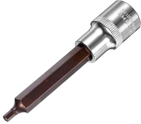 Sourcingmap 1/2 Drive x H4 (4mm) Hex Bit Socket, S2 Steel Bits CR-V Sockets 4 Length Use with Ratchet Wrench, Slide Bar, Extension Rod