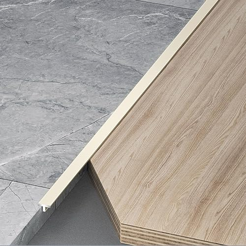 Raouoae Übergangsprofil T-Profil Ausgleichsprofil Aluminium Eloxiert Übergangsschiene 3 Stück 100cm Flach Ausgleichsprofil Abschlussleiste Für Fliesen Laminat/Parkett(Kakaomilch,Breite: 4mm)