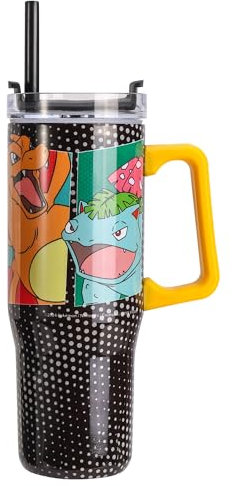Pokémon 940mL/33oz Double Walled Vacuum Insulated Stainless Steel Tumbler Cup with Handle and Straw, Reusable Insulated Cup for Cold and Hot Drinks