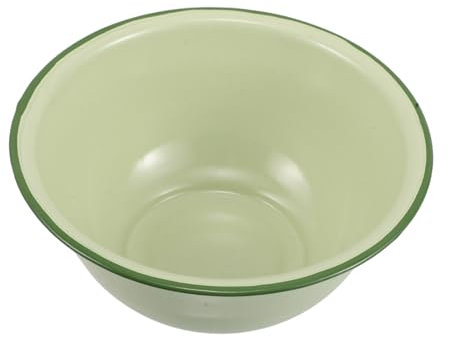 BRIGHTFUFU Vintage Enamelware Mixing Bowl for Kitchen Deep Enameled Noodle Bowl Serving Basin for Asian Dishes and Easy to Clean for Everyday Use and Special Occasions