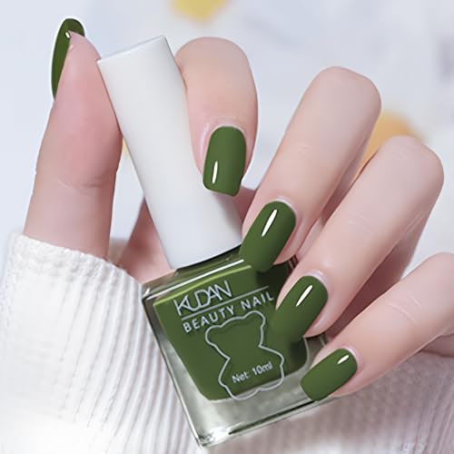 Green Nail Polish - Avocado Green Nail Varnish - Air Quick Dry Nail Polish - No Chip Long Last Nail Varnish - High Glossy Dark Green Nail Art Paint For Women Manicure DIY