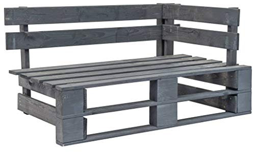 Myheimly Holz Gartenbank für den Innen- und Außenbereich Eckbank Holzbank Sitzbank Parkbank Bank Garten Palettenbank Palettenmöbel Gartenmöbel,Grau