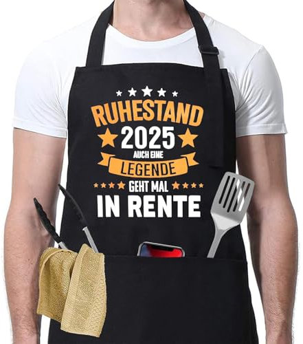 Zidoley Grillschürze - Lustig Renteneintritt Geschenk Männer, Coole Rentner Geschenk Mann, Kochschürze Ruhestand Geschenk für Männer, Rente von Vatertag Geburtstag Grillparty Weihnachten