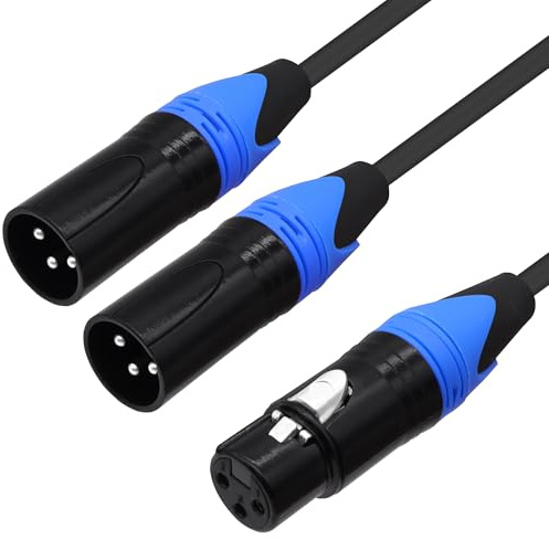 YARCHONN XLR Splitter Audio Y Kabel Adapter Buchse auf dual Stecker XLR ausgewogen Mikrofon Audio Splitter Kabel für Mixer Verstärker Kamera-0.5M / 1.64FT (1 Buchse auf 2 Stecker)