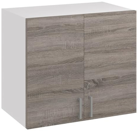 roe furniture Küchenhängeschrank 80 cm – Küchenoberschrank mit 2 Türen & 2 Regalfächern – Wandschrank für Küche, 80×60×31,6 cm – Hängeschrank aus Holzwerkstoff, Wandmontage